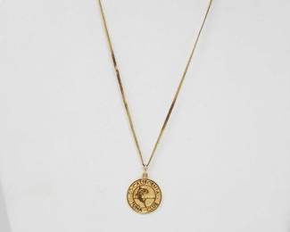 #550 • 14k Gold Chain W/ California Tuna Club Pendant, 7.1g
