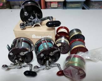 #2344 • 3 Penn Jigmaster Reels and and 5 Spools of Wire
