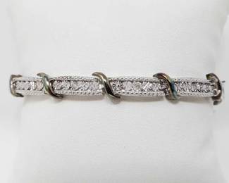 #721 • Sterling Silver Diamond Bracelet, 14.3g
