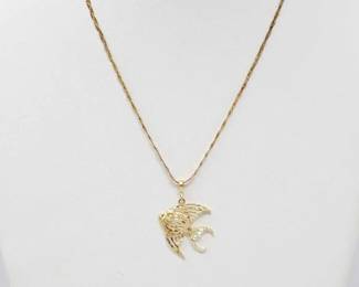 #551 • 14k Gold Chain W 14k Fish Pendant, 4.2g
