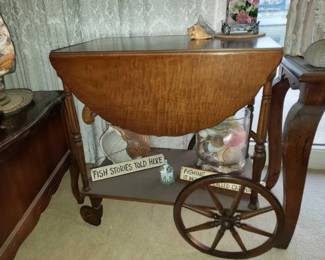 #14024 • Vintage Drop Leaf Beverage Cart
