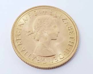 #505 • 1958 .900 Gold Sovereign Elizabeth II Young Head Coin, 7.9g

