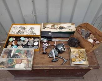 #8006 • Rocks, Stones, 3 Fishing Reels, and More!
