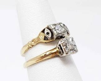 #670 • 2 14k Gold Rings With Diamonds, 3.4g
