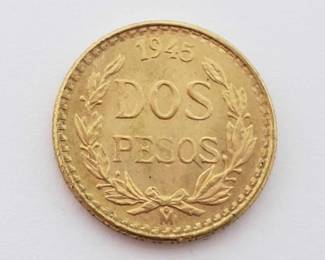 #516 • 1945 2 Pesos .900 Gold Coin, 1.6g
