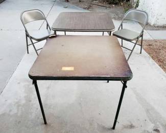 #13002 • 2 Fold Up Chairs And 2 Fold Up Tables
