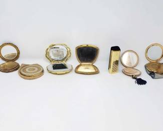 #592 • 6 Vintage Makeup Compacts and Vintage Refillable Perfume Bottle
