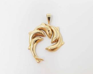 #691 • 14k Gold Dolphin Pendant, 9.2g
