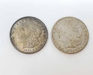 #604 • 2 1921 Philadelphia Mint Morgan Silver Dollars
