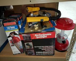 #9046 • Fire Extinguisher, Rechargeable Spotlight, Coleman Lantern, and More!
