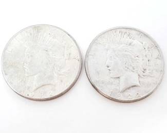 #236 • 2 1922-S Silver Peace Dollars
