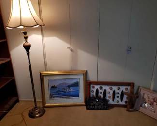 #14556 • Framed Artwork, Wall Decor, And Lamp
