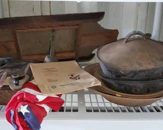 #12416 • American Flag, Wall Decor, Box Full of Art Supplies, 2 Inkwells, and More!
