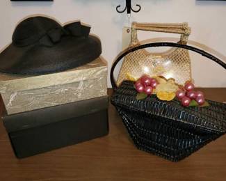 #8544 • Vintage Wicker Purses and Vintage Hats
