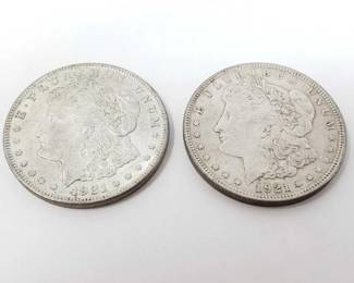 #186 • 2 1921 Morgan Silver Dollars

