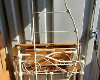 #8508 • Vintage Metal Twin Size Bed Frame and Wood Tiwn Size Headboard
