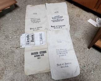 #2412 • 5 Vintage Bank Cash Bags
