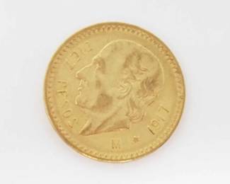 #502 • 1917 10 Pesos .900 Gold Coin, 8.3g

