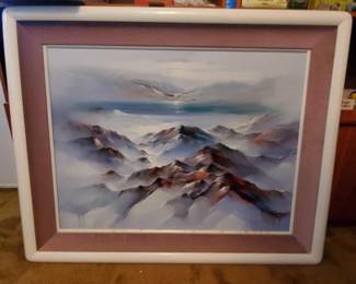 #13528 • Large Framed Canvas Painting
