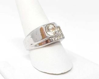 #400 • 18k Gold Plated Ring w Clear Stone, 11.3g
