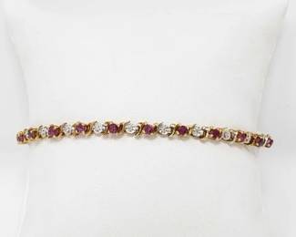 #540 • 14k Ruby Diamond Bracelet, 6.4g

