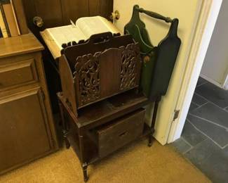 #2544 • Dictionary With stand, Decorative Magazine Holders, and Table

