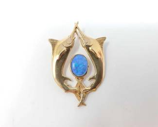 #709 • 14k Gold Swordfish Pendant, 10.3g
