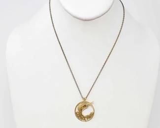 #570 • 14k Gold Swordfish Pendant, 12k Gold Filled Chain, 4.6g
