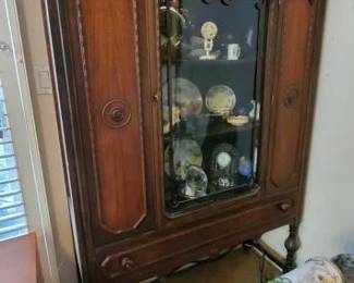 #14054 • Vintage Wood Display Cabinet with Drawer
