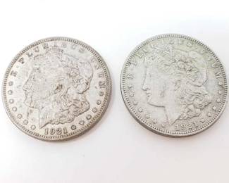 #174 • 2 1921 Morgan Silver Dollars
