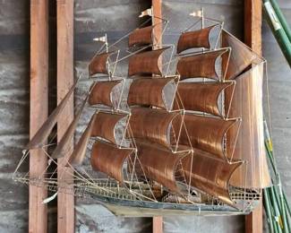 #12104 • Metal Hanging Sail Boat Art
