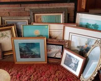 #13530 • 11 Framed Artwork, Mirror, And 7 Canvas Artworks
