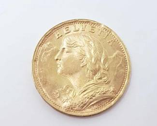 #511 • 20 Francs Helvetia 1935 .900 Gold Coin, 6.4g
