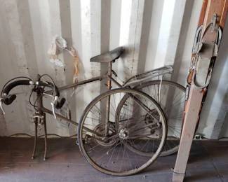 #12502 • Vintage Bicycle And Skis
