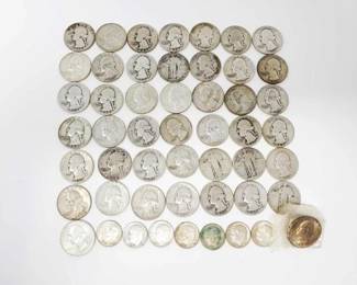#612 • Approx 41 Pre 1964 Quarters, Approx 7 Pre 1964 Dimes, 263.4g

