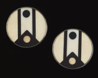 A Pair of Silver Mounted Inlay Earrings 