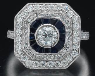 Art Deco Sapphire and Diamond Ring 