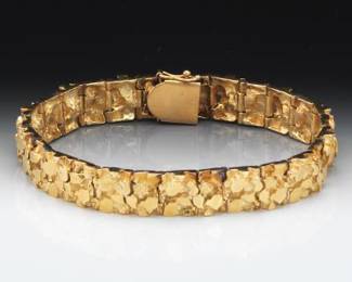 Gentlemans Gold Nugget Bracelet 
