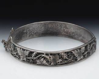 Antique Continental Silver Fine Bangle Bracelet 