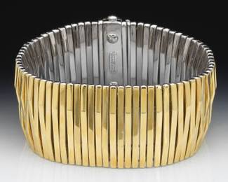 Chimento Impressive Reversible TwoTone Gold Wide Fluted Bracelet