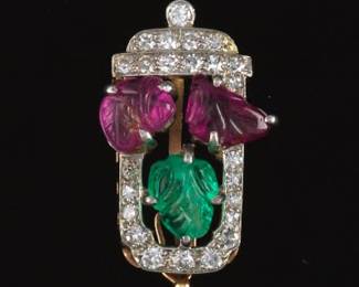 Carved Emerald, Ruby and Diamond PendantSlider 