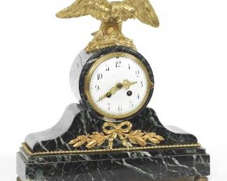 French Tambour Marble And Bronze Mantel Clock Circa 1870 