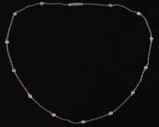 Ladies Italian Gold and Diamond by the Yard Necklace 