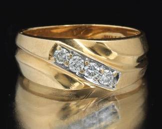 Ladies Gold and Diamond Bypass Ring 