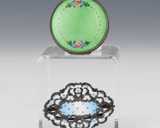 A Sterling Silver and Enamel Compact and Belt 