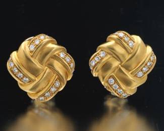 Angela Cummings Vintage 18K Gold and Diamond Pair of Earrings 