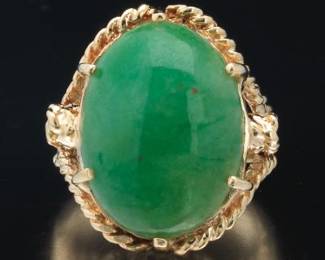 Ladies Gold and Green Quartz Ring 