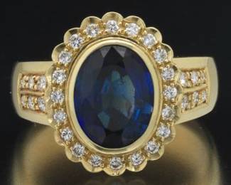 Lab Grown Sapphire and Diamond Ring 