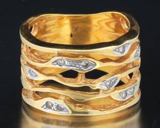 Ladies Gold and Diamond Wide Band 