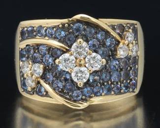 Ladies Gold, Tanzanite and Diamond Ring 